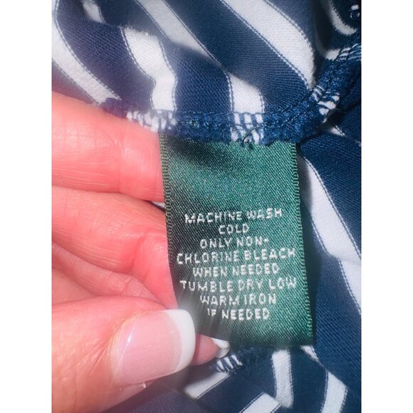 Lauren Ralph Lauren Navy & White Striped Blazer Jacket L Nautical Office Travel - Picture 9 of 11